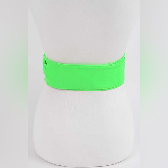 Neon Vegan Leather Obi Adjustable Waist Statement Belt - Picture 6 of 7